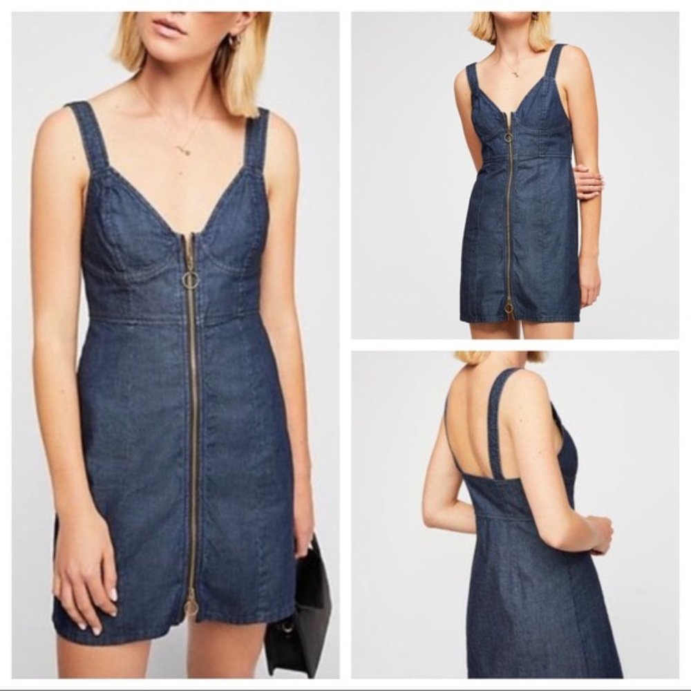 Free People Denim Dress Bustier Body Con Dress